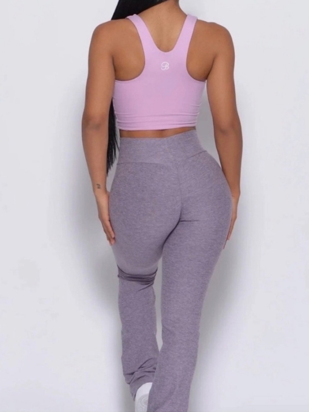 Bombshell Sportswear Heather Grey Purple Flare Leggings XL